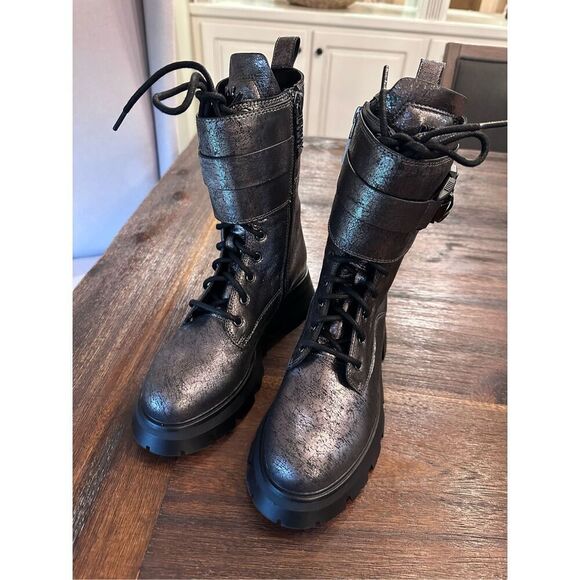 DKNY Women's Sava Lace-up Lug Sole Combat Boot - Picture 1 of 10